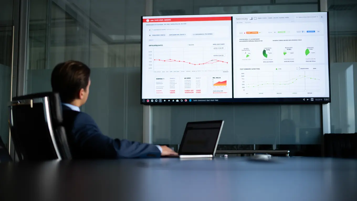 A graphic illustrating a help desk with a headset and a computer screen showing support tickets.