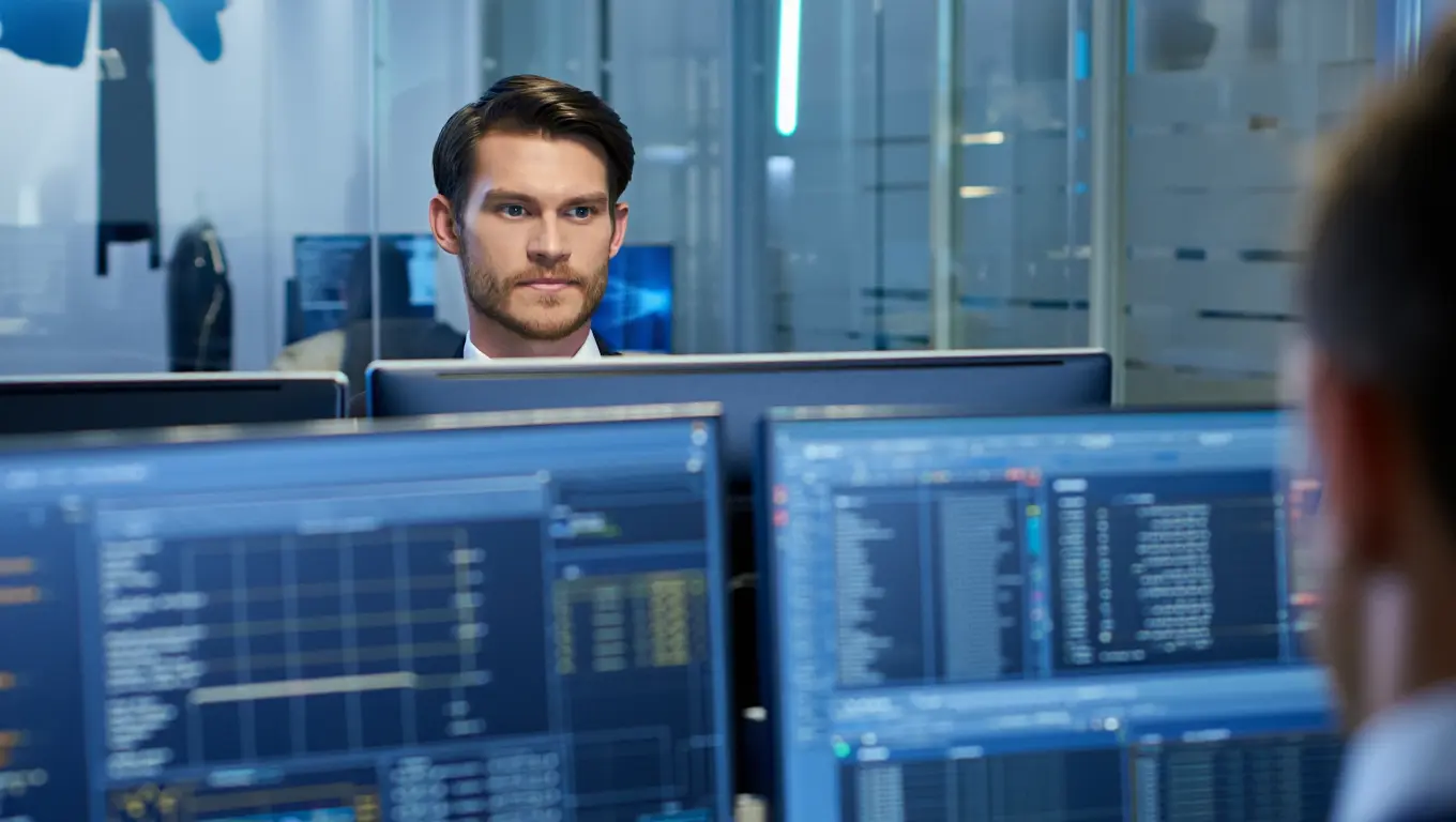 A graphic illustrating a help desk with a headset and a computer screen showing support tickets.